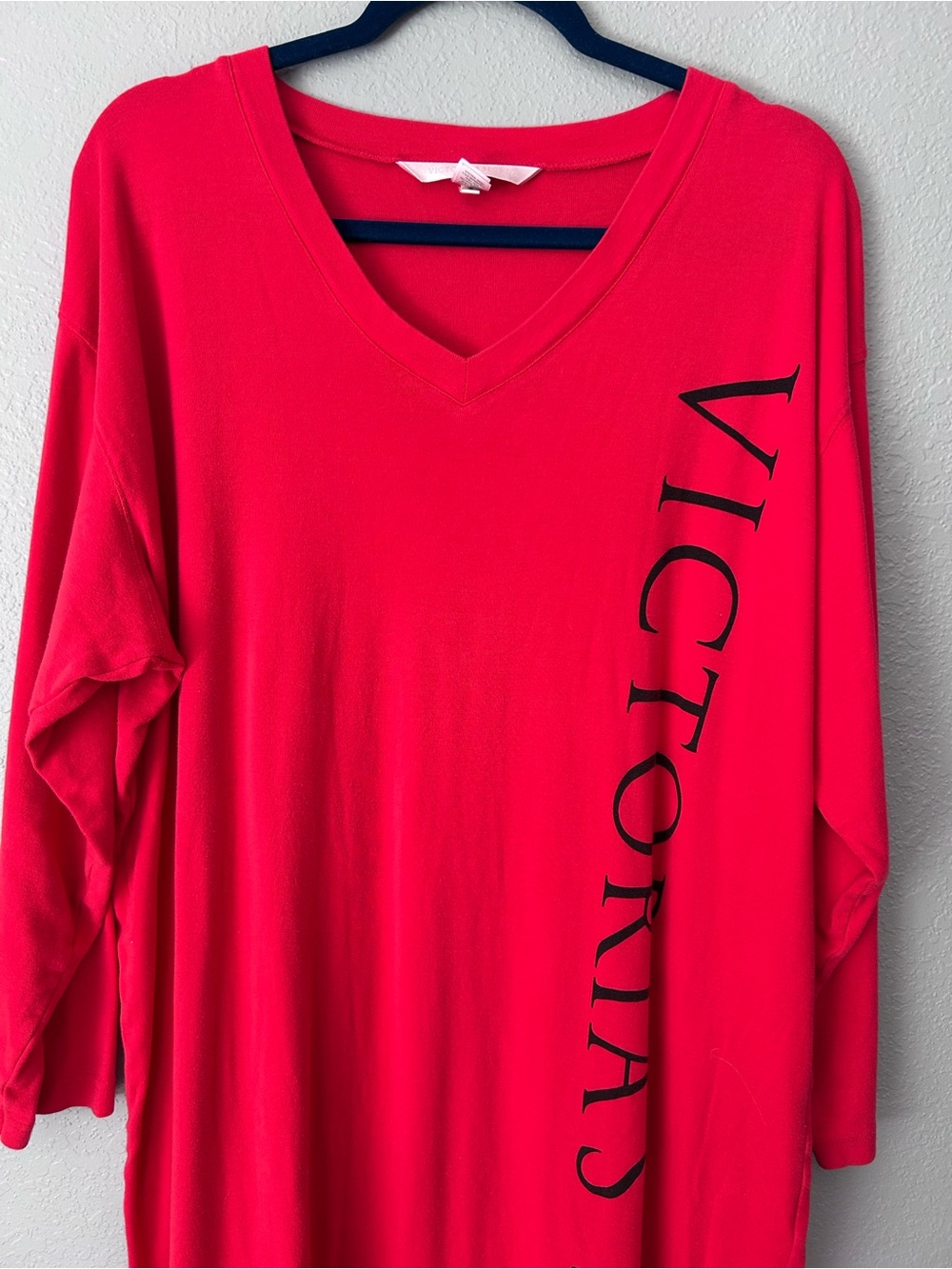 Victoria’s Secret Long Red Sleep Shirt Nightgown Size XL Long Sleeve - Picture 3 of 8